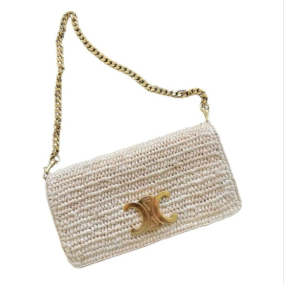 Celine Cream Gold Clutch with Chain Strap - Picture 1 of 5